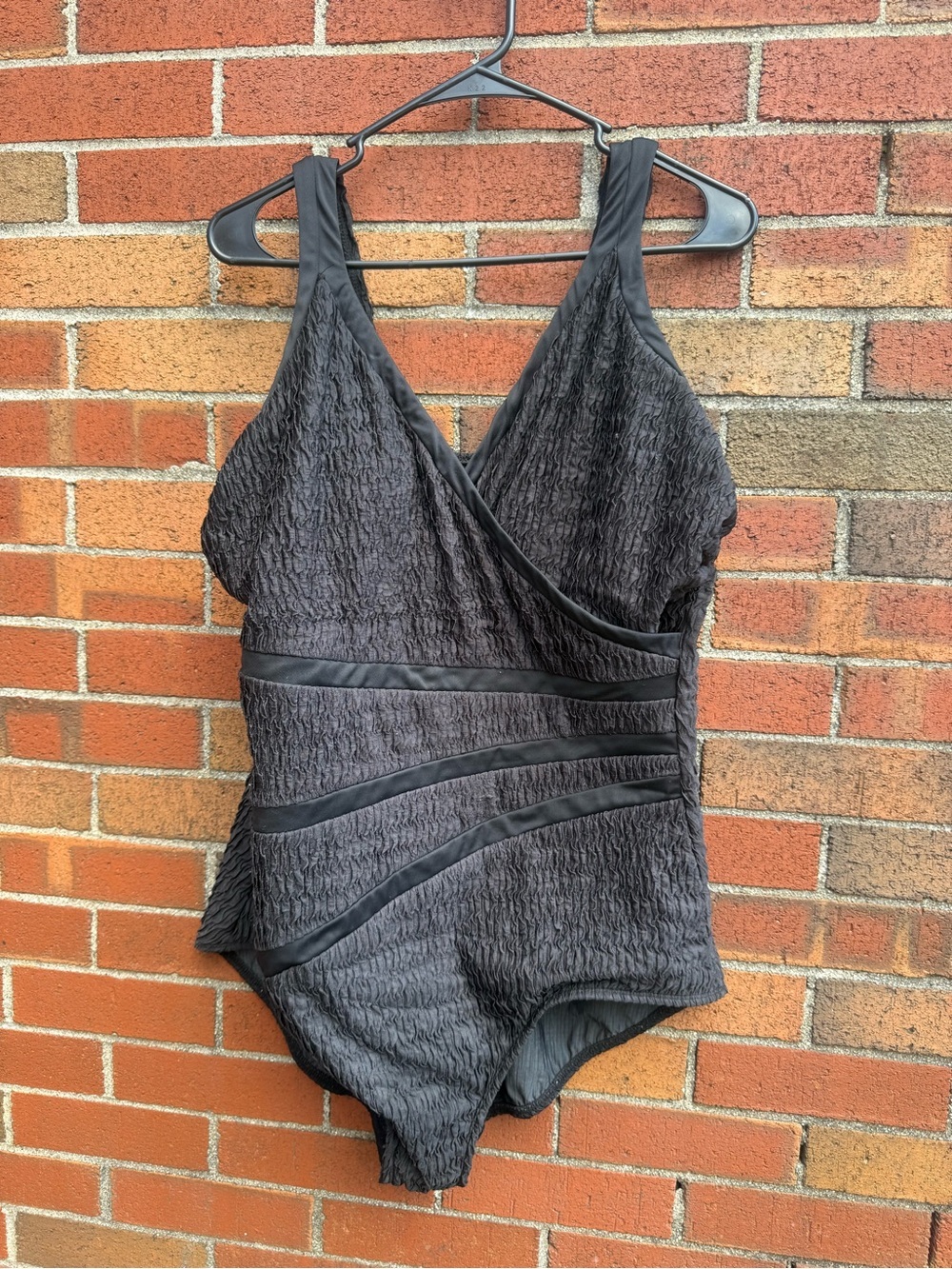 Miraclesuit Black Textured One Piece Swimsuit Slimming Tummy Control Swimwear